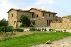Tuscany farmhouse with large stone walls in Chianti near Siena
