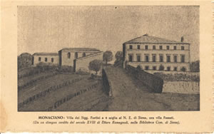 Drawing of the Monaciano Villa in Chianti before '900